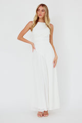 Ibis Pleat Detail Maxi Dress Off White by Selfie Leslie