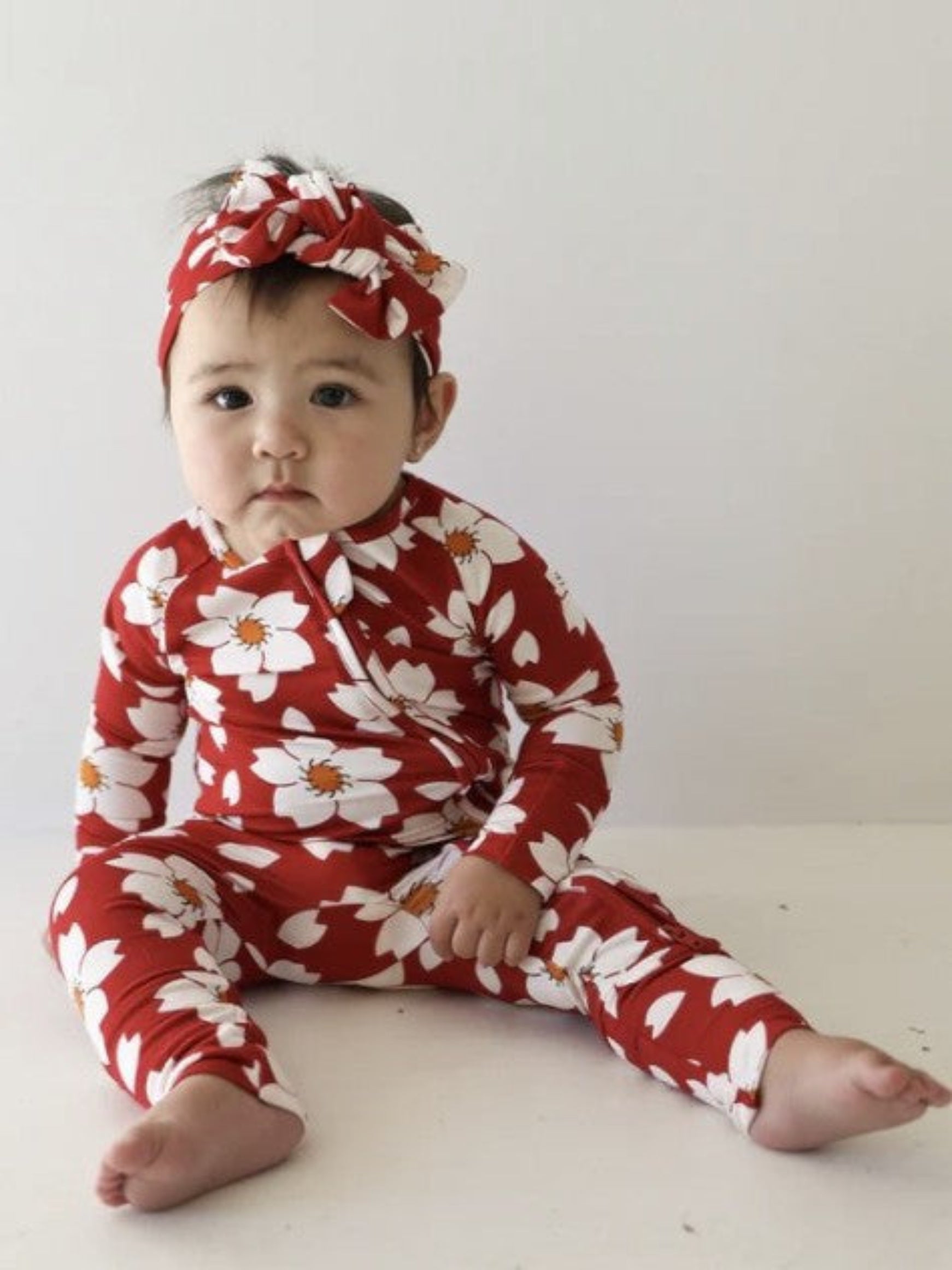 Forever French Baby Bamboo Zip Pajamas, Cherry Blossoms