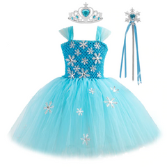 Crochet Top Snow Flakes Ice Princess Costume Tutu Dress Set