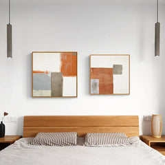 Moderne abstrakt oransje-beige fargeblokk veggkunst høykvalitets lerretstrykk kvadratisk format bilder for stue soverom kunst dekor | Skanto