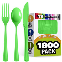 Lime Green Cutlery Combo Set | 600 Forks 600 Spoons And 600 Knives - 7.5 in.