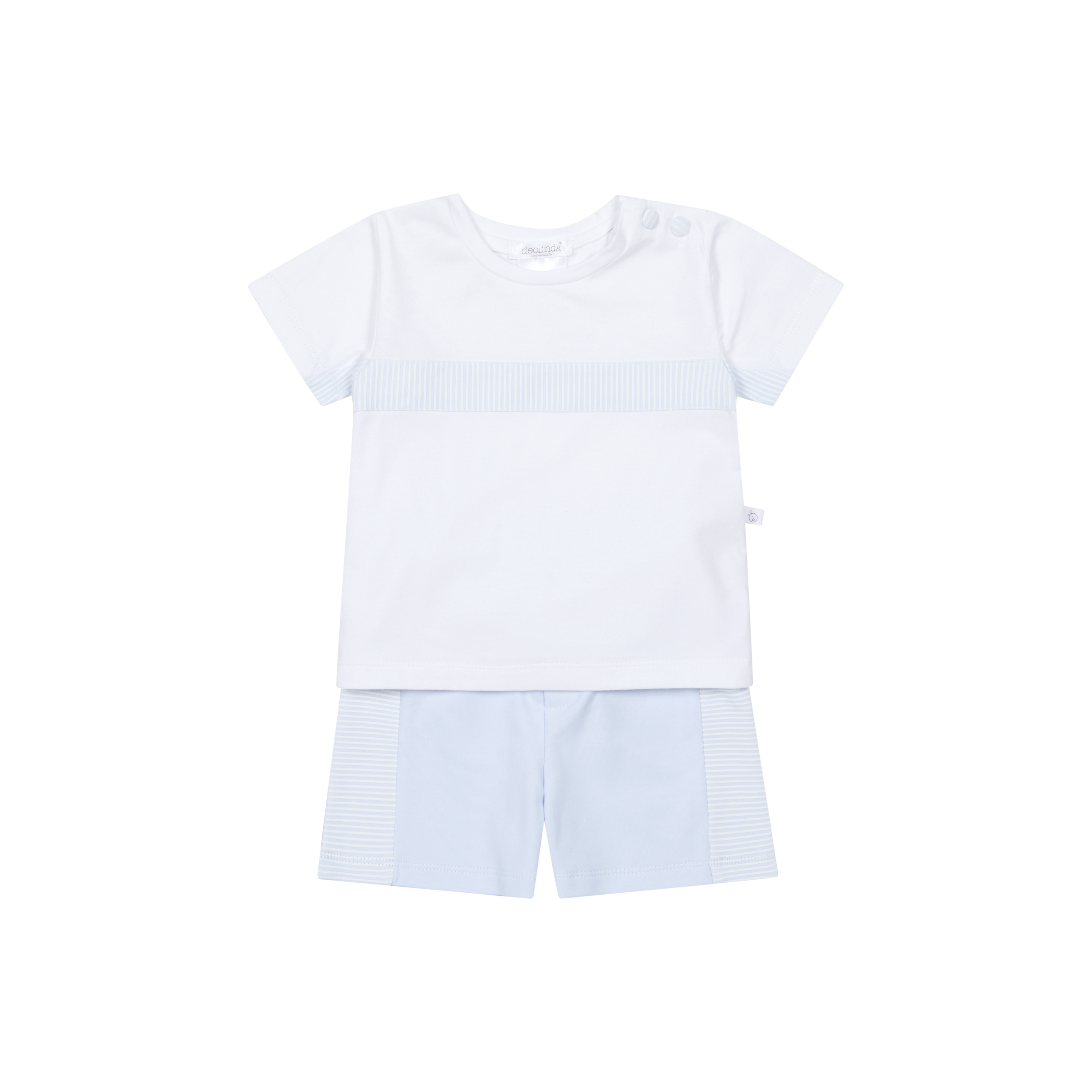 SS26 Deolinda Pale Blue & White Striped Shorts Set