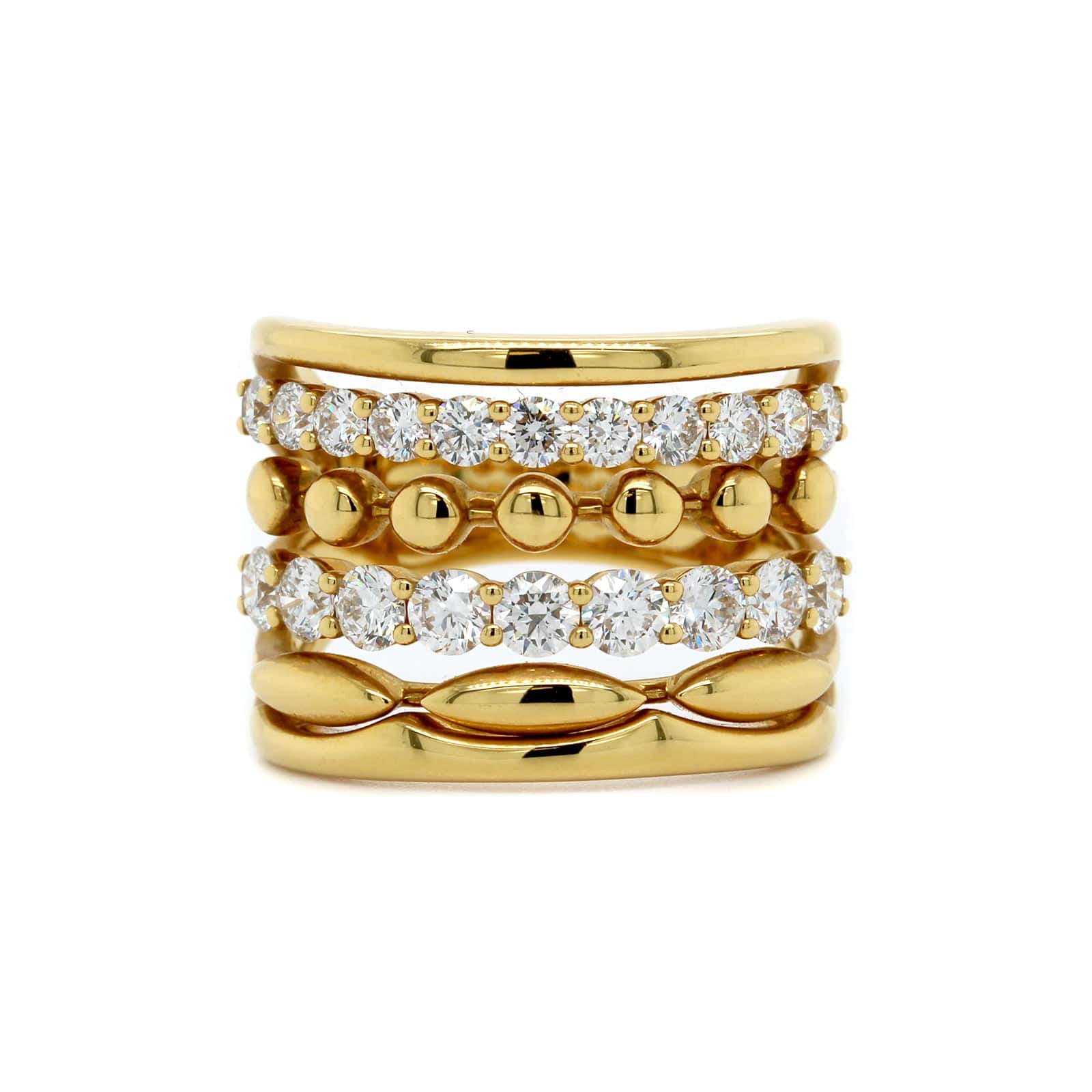 Etho Maria 18K Yellow Gold 6 Row Diamond Ring