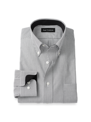 Product Image of Non-iron Cotton Stripe Dress Shirt With Contrast Trim-Black