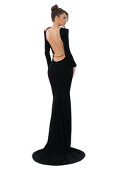 Embellished Open-Back Gown