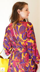 Farm Rio Yellow Fruit Dream Long Sleeve Mini Dress