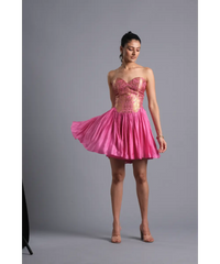 Aastha Sood - Bubblegum Pink Brocade Corset Dress