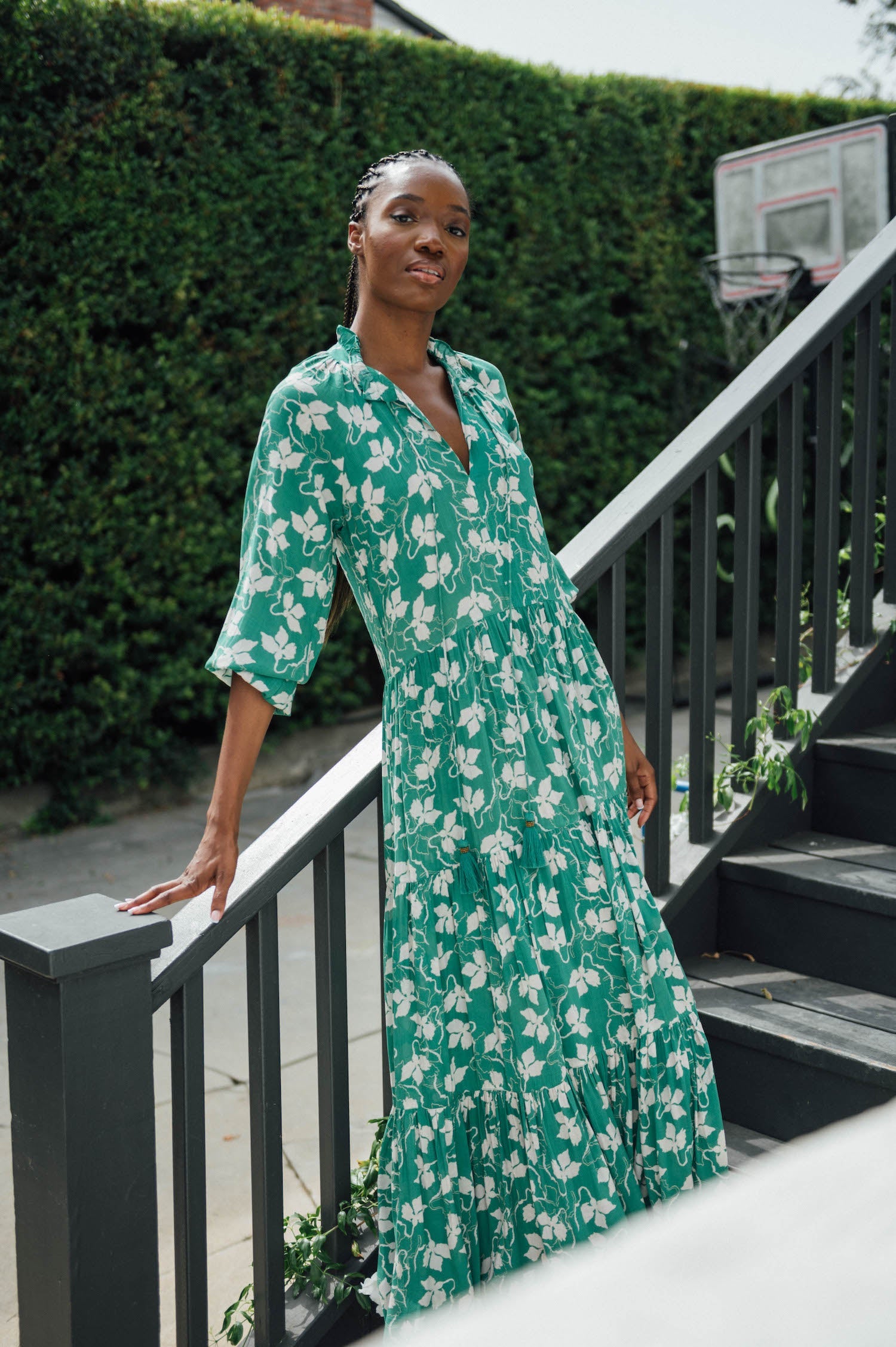 Sienna Dress maxi - EMERALD GREEN FLOWERS