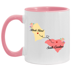States Accent Mugs Rhode Island South Carolina Gifts - Long Distance State Two Tone Coffee Mug - State To State - Away From Hometown Family - Moving Away Gift Gifts on Christmas, Birthday AM11OZ Accent Mug