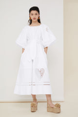 Openwork poplin maxi dress