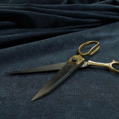 Earley Soft Matt Velvet Chenille Furnishing Upholstery Fabric In Denim Blue Colour