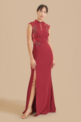 Wine Red Marilyn Bespoke Dress | Modern Chinese Wedding Dress