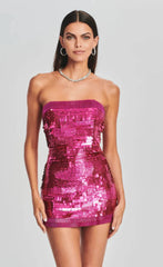 Retrofete Proto Sequin Dress Hot Pink
