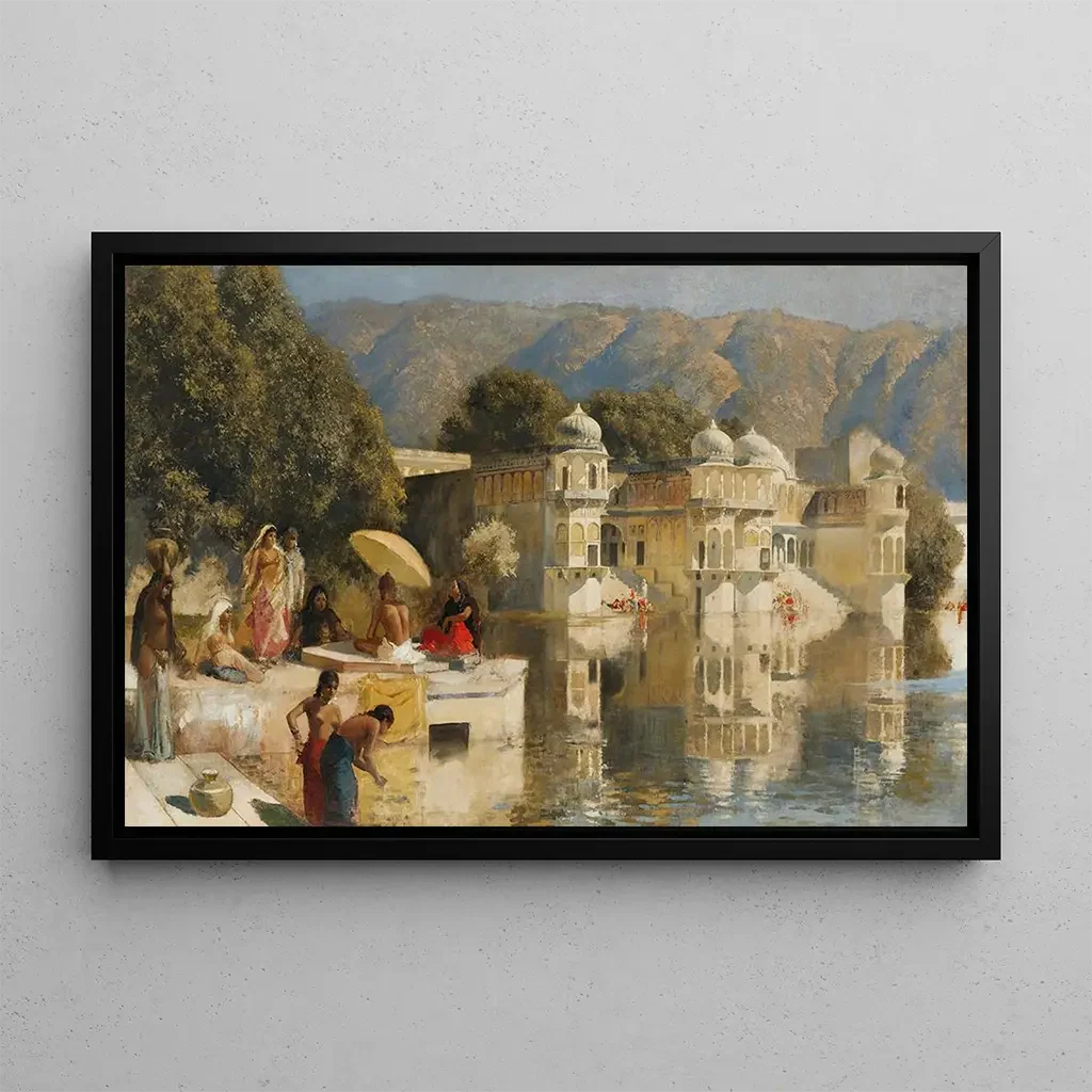Edwin Lord Weeks - Lake at Oodeypore India (Case Conflict).webp