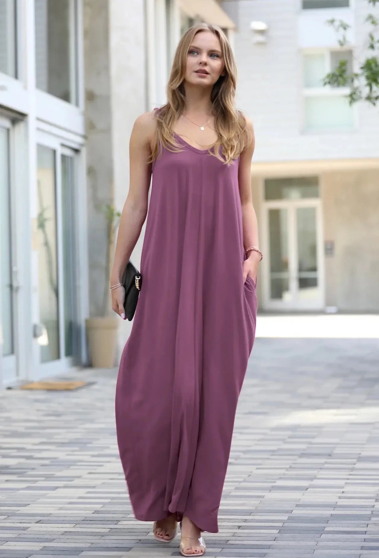 Maxi Dress with Pockets (Eggplant)