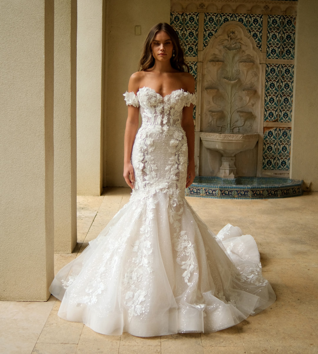 Beaded Fit-Flare Wedding Dress