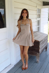 Autumn Gingham Mini Dress
