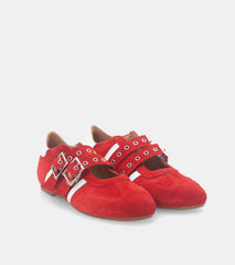 SNEAKERS CAMOSCIO ROSSO