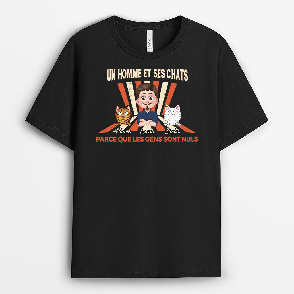 Femme Et Son Chat - T-shirt Personnalisé Chat
