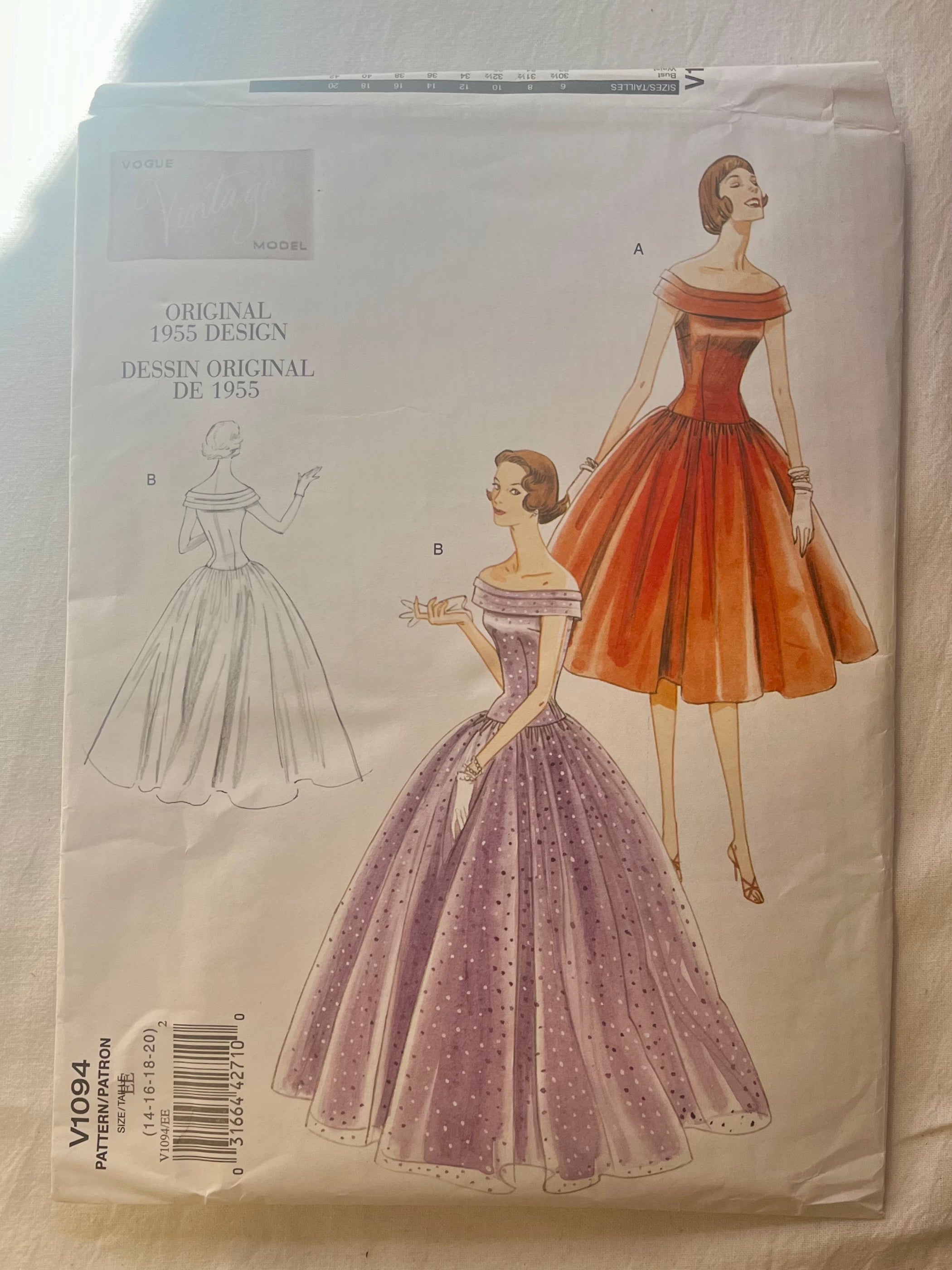 Vogue Vintage V1094 UNCUT Misses Dress Sizes 14-20
