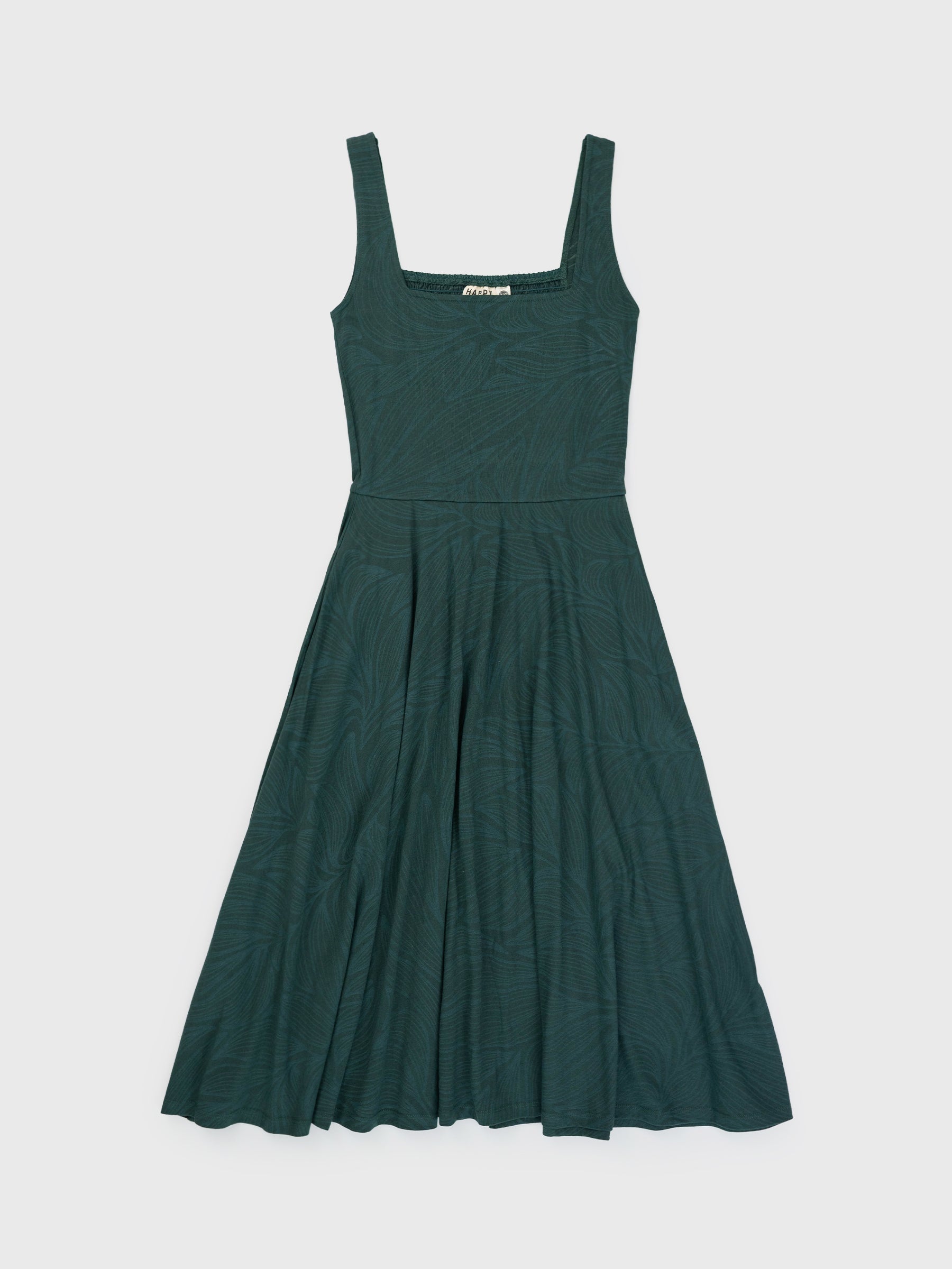 Lily Dress in Tropics — tiered A-line midi, skin-safe fabrics