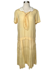 Vintage 1920s Yellow Cotton Flapper Dress - M