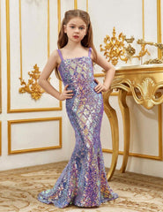 “Sparkly Tween Mermaid” Girls Spaghetti Strap Formal Dress