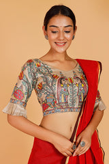 Gubbaro Handpainted Madhubani Vrindavan Ki Gopiyaan Blouse