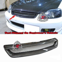 TR Style Front Grille (Carbon Fiber) For 1999-2000 Honda Civic (2Dr Coupe/3Dr Hatchback/4Dr Sedan)