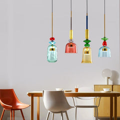 Vibrant Colored Glass Pendant Light in Modern Brass - Kidiora