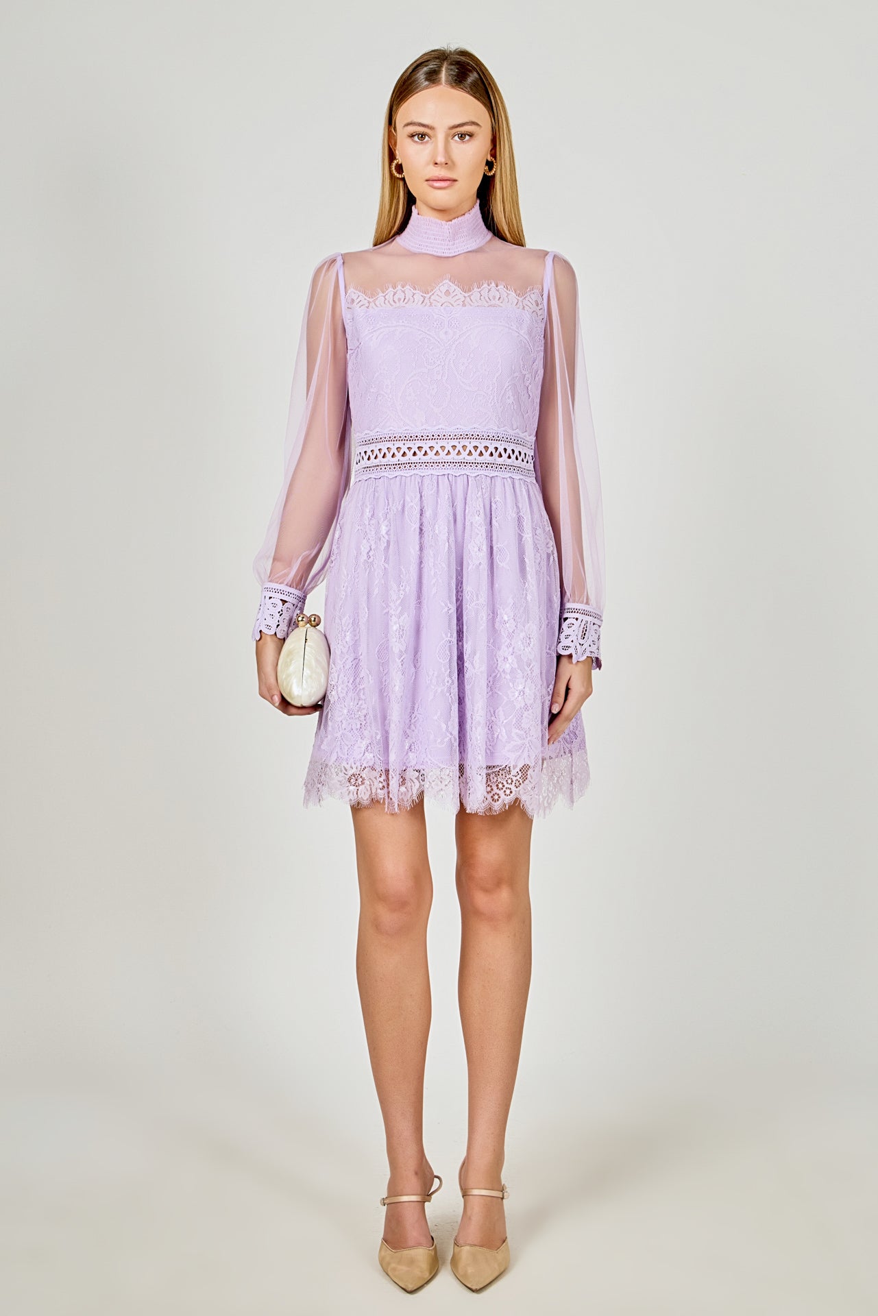 Long Sleeve Lace Mini Dress