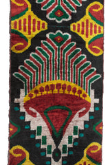 Black and Red Velvet Ikat Fabric - Chic Velvet Ikat Fabric, Uzbek Bokhara Material, Velvet Silk Ikat, Real Velvet Fabric, Boho Textile By The Yard