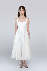 Petite Square Neck Midi Dress White