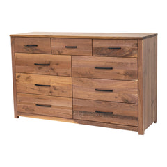 Hudson Walnut Wood 9-Drawer Tall Dresser | NAT