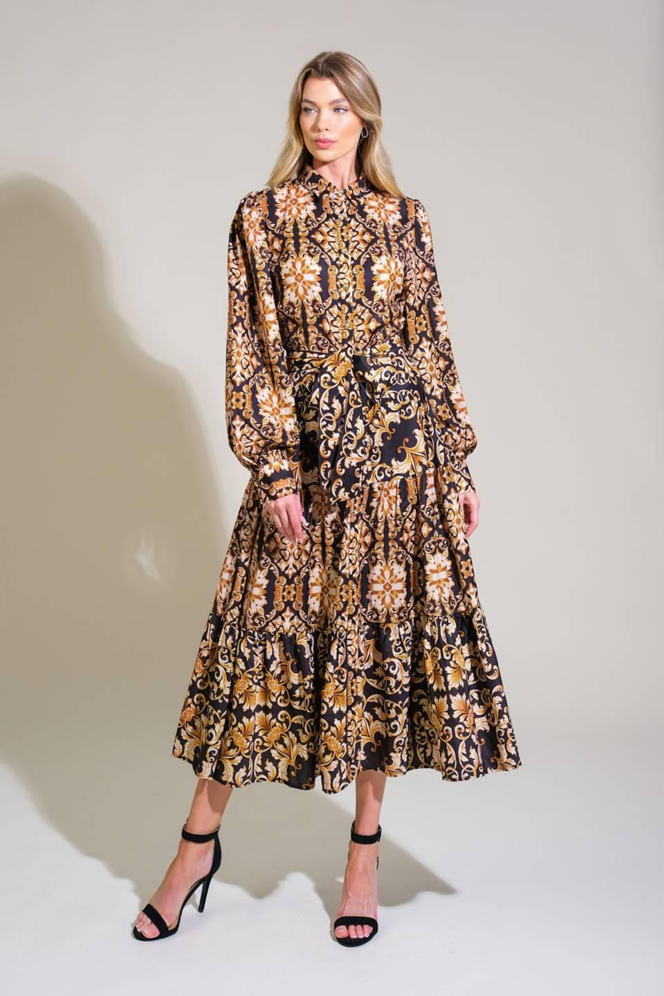CELESTIAL BEAUTY WOVEN MIDI DRESS.