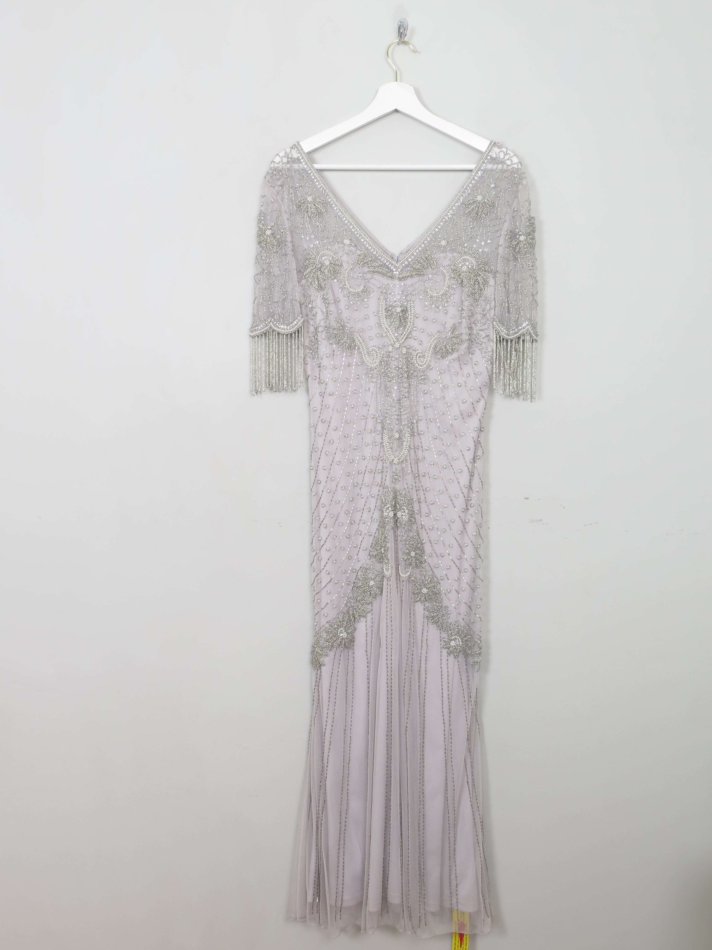 Vintage Style Joanna Hope Beaded Grey Long Evening Dress New 12 - The Harlequin