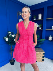 Hazel Boucle Tailored Mini Dress Pink