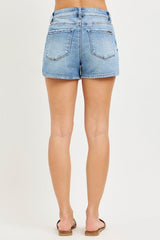 High Rise Round Hem Shorts - Risen