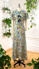 1930s Floral Cotton Voile Maxi Dress | x-small/small
