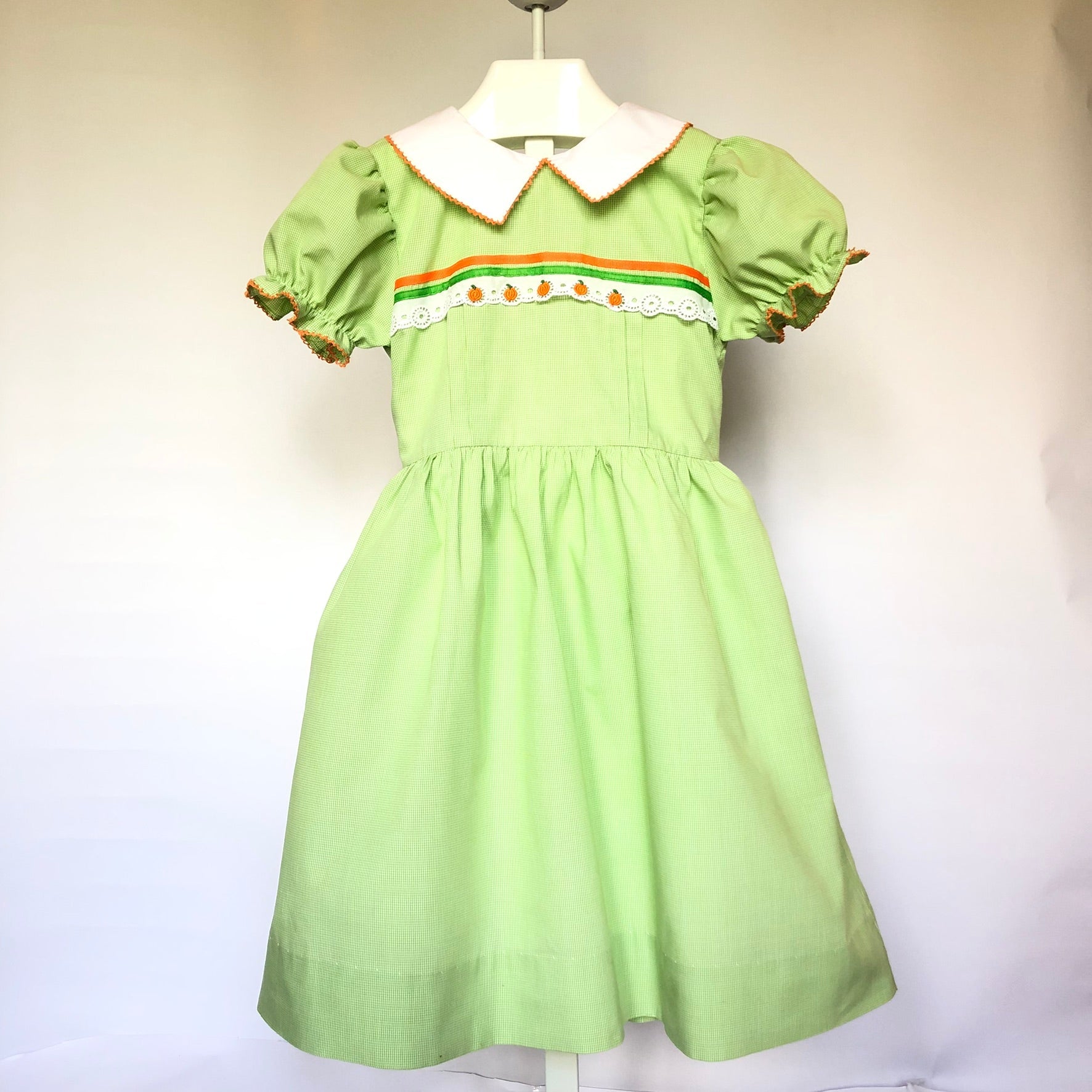 Yesterday's Needle Girl Embroidered Pumpkin Fall Dress