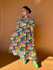Linen Princess Dress Cosmic Floral