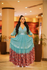 Ethiopian Eritrean Habesha Light Green Chiffon Dress