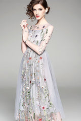 Floral Embroidered Maxi Dress - Dress Album
