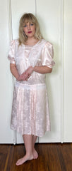 Vintage 1980's "Gunne Sax by Jessica McClintock" Pink Drop Waist Dress
