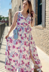 Emily Floral Maxi Dress-White - Bellamie Boutique