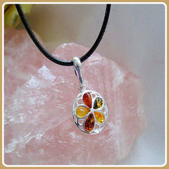 Success & Protection Baltic Amber Sterling Silver Pendant Necklace