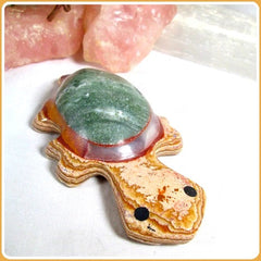 Grounding Green Serpentine & Aragonite Turtle Totem