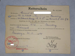 Urkundenheft zum Deutschen Jugend Reit Abzeichen 1933 - 1945 & SA - Reitersturm