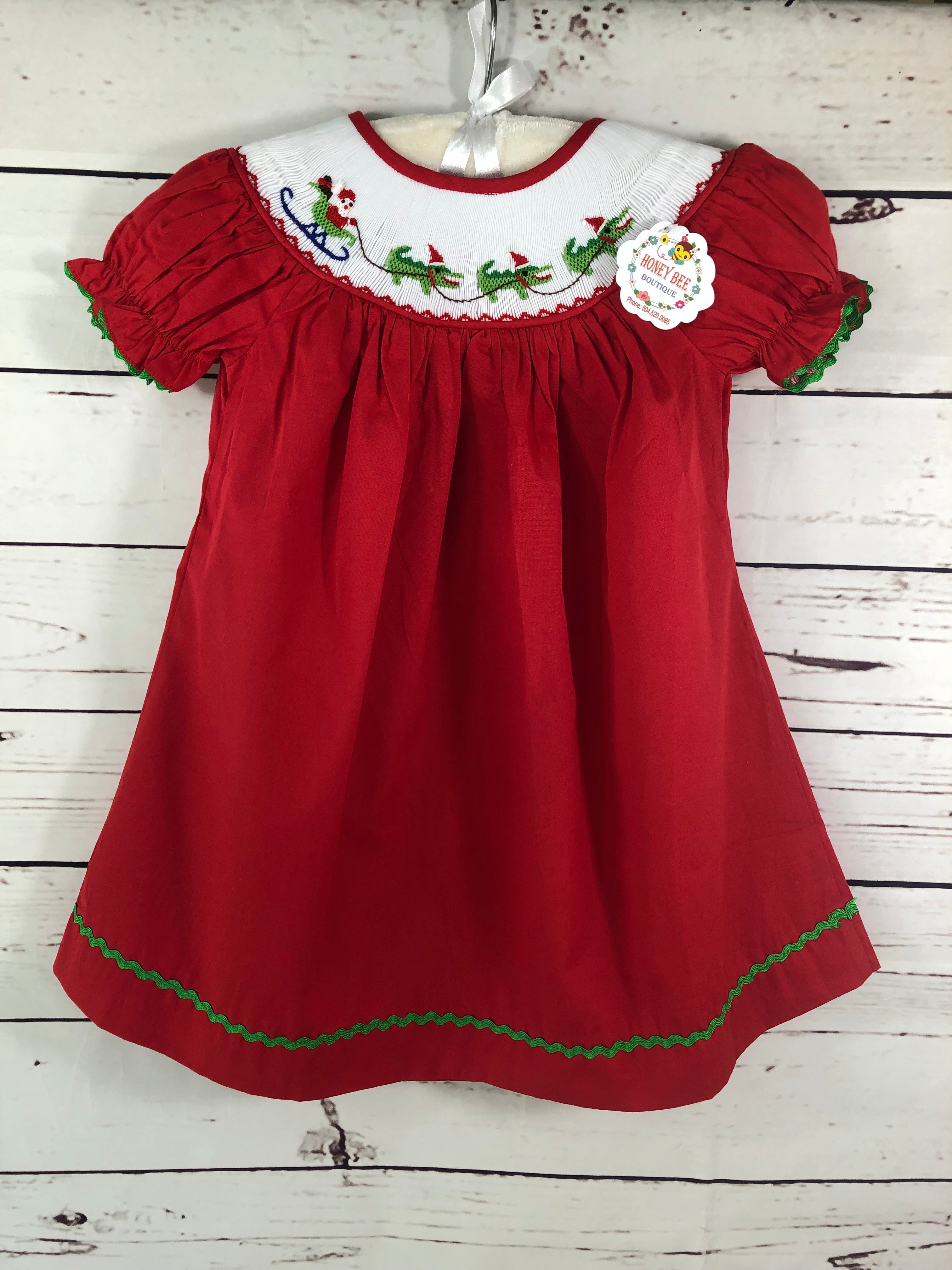 Cajun Christmas smocked dress