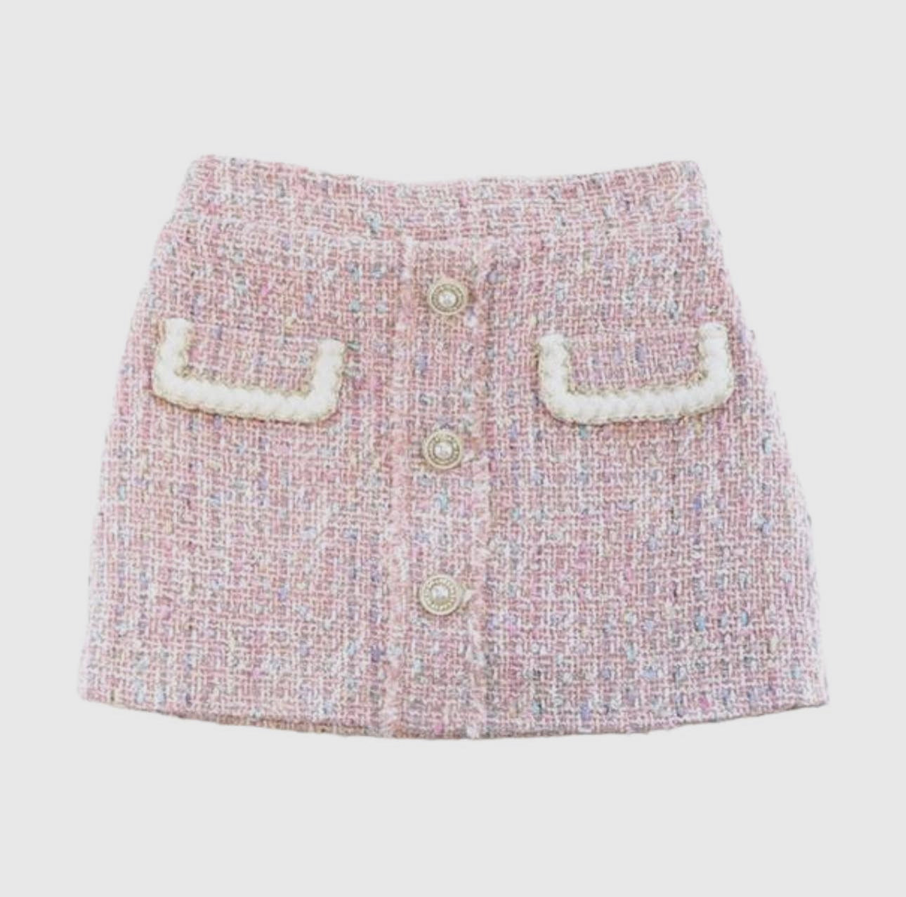 BUTTON FRONT TWEED SKIRT